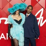 Rihanna rocks supersized blue fur hat and matching mini at British Fashion Awards 2024